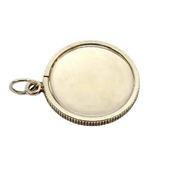 Classic Vintage Sterling Silver Round Photo Locket Charm Pendant 1960s - Picture 2 of 8